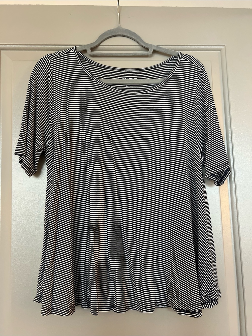 LOFT Navy & White Stripe Short Sleeve Tee